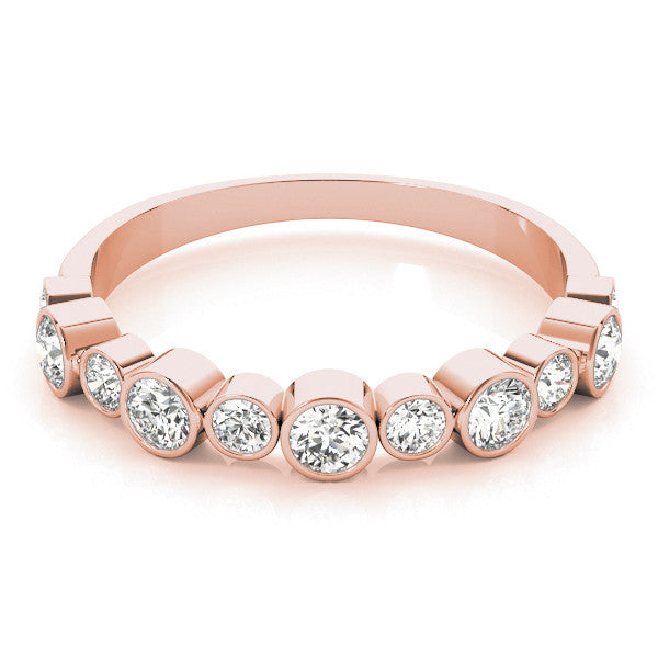 Rose gold Bezel Set Round Diamond Half Eternity Band