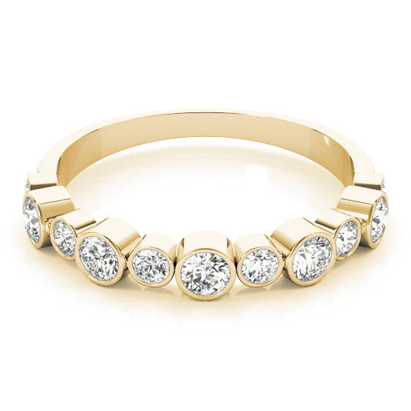 Yellow gold Bezel Set Round Diamond Half Eternity Band