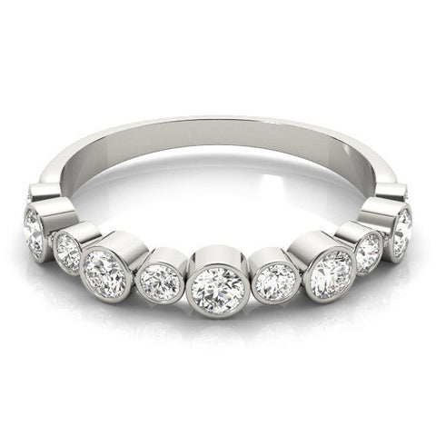 White gold Bezel Set Round Diamond Half Eternity Band