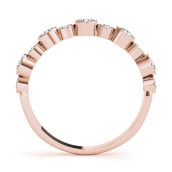 Rose gold Bezel Set Round Diamond Half Eternity Band