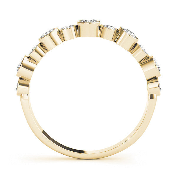Yellow gold Bezel Set Round Diamond Half Eternity Band
