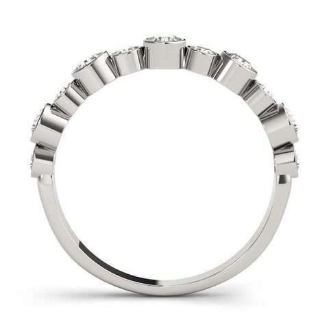 White gold Bezel Set Round Diamond Half Eternity Band
