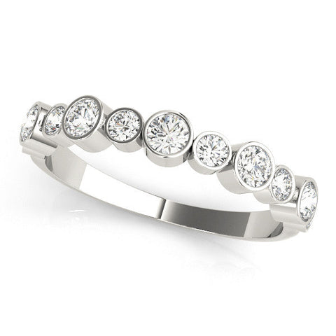 Platinum Bezel Set Round Diamond Half Eternity Band