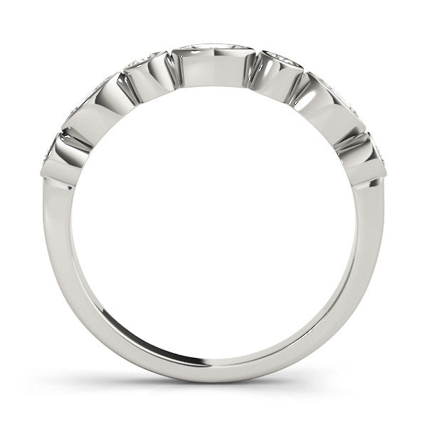 Silver Bezel Set Marquise and Round Diamond Stackable Band