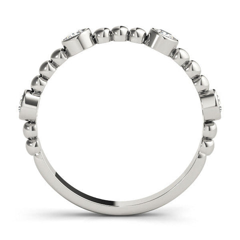White gold Bezel Set Round Diamond Beaded Band