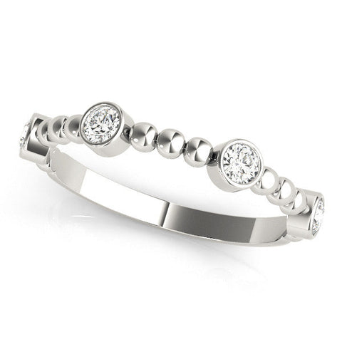 White gold Bezel Set Round Diamond Beaded Band