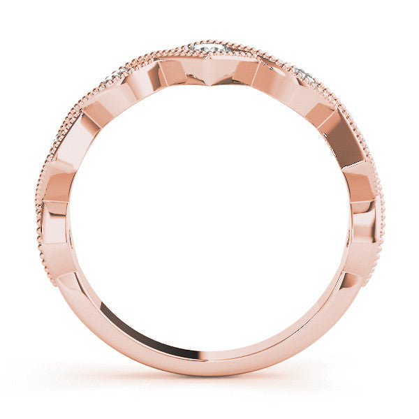 Rose gold Milgrain Diamond Marquise and Square Band with Bezel Setting