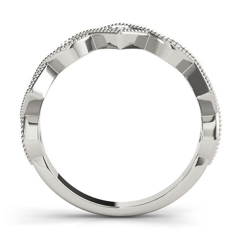 Silver Milgrain Diamond Marquise and Square Band with Bezel Setting