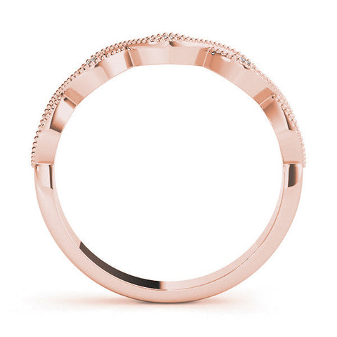 Rose gold Milgrain Marquise Diamond Band with Round Cut Stones and Bezel Setting