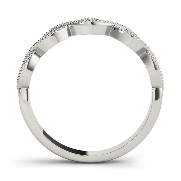 Platinum Milgrain Marquise Diamond Band with Round Cut Stones and Bezel Setting