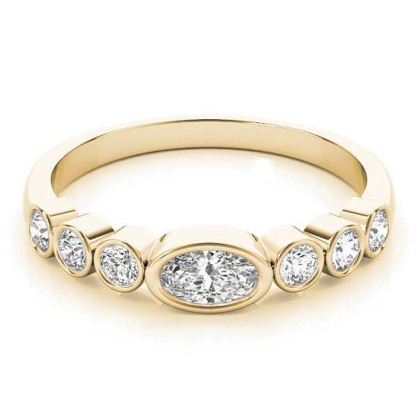 Yellow gold Bezel Set Oval Diamond Half Eternity Band