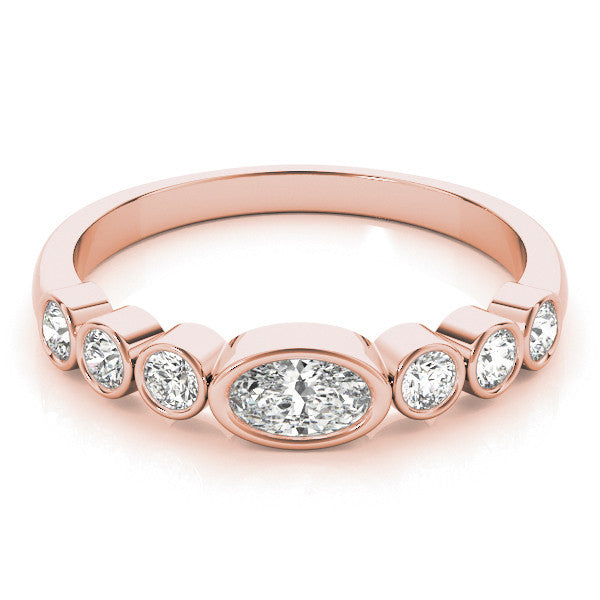 Rose gold Bezel Set Oval Diamond Half Eternity Band