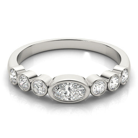 Platinum Bezel Set Oval Diamond Half Eternity Band