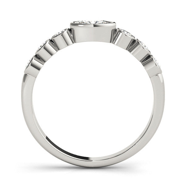 Platinum Bezel Set Oval Diamond Half Eternity Band