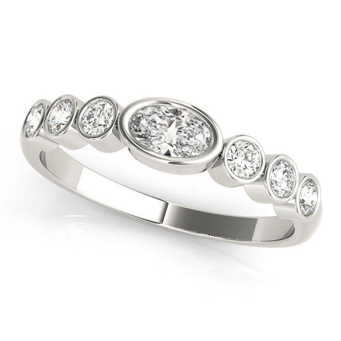 Platinum Bezel Set Oval Diamond Half Eternity Band