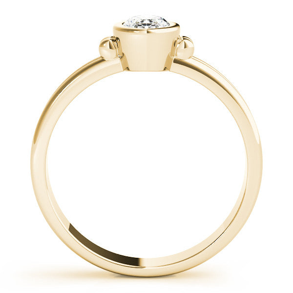 Yellow gold Oval Bezel Solitaire Ring with Split Shank Band