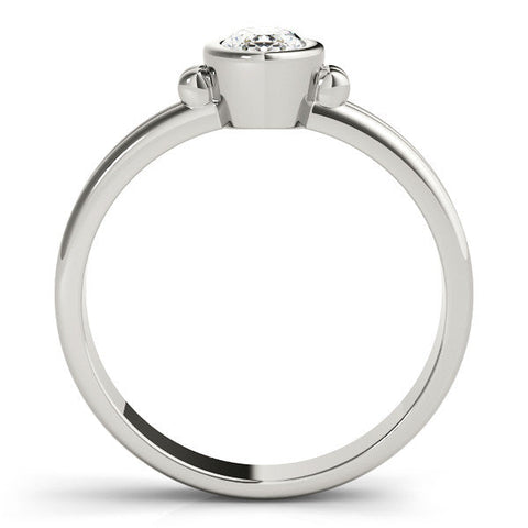 Platinum Oval Bezel Solitaire Ring with Split Shank Band