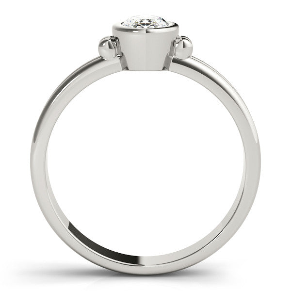 Silver Oval Bezel Solitaire Ring with Split Shank Band