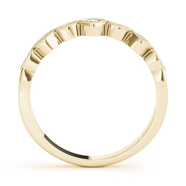 Yellow gold Milgrain Bezel Set Round and Marquise Diamond Half Eternity Band