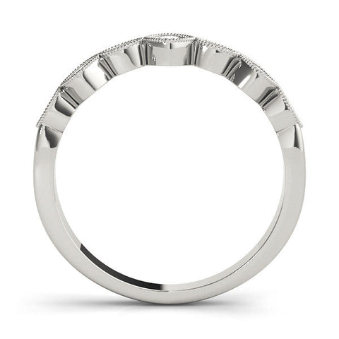 Platinum Milgrain Bezel Set Round and Marquise Diamond Half Eternity Band