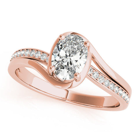 Rose gold Cushion Solitaire Diamond Ring with Split Shank and Prong Setting