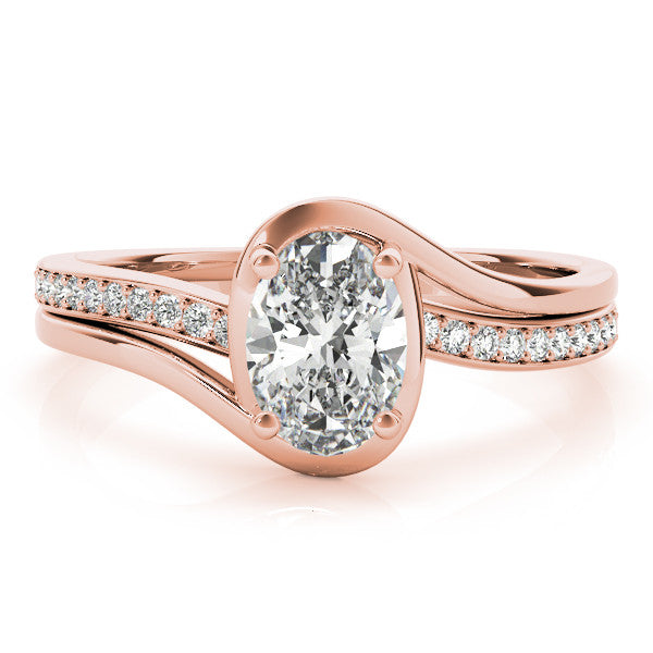 Rose gold Emerald Solitaire Diamond Ring with Split Shank and Prong Setting