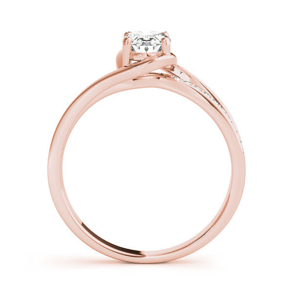 Rose gold Oval Solitaire Diamond Ring with Split Shank and Prong Setting