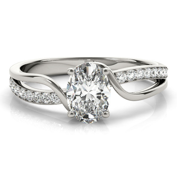 Silver Cushion Solitaire Twisted Band with Prong Setting