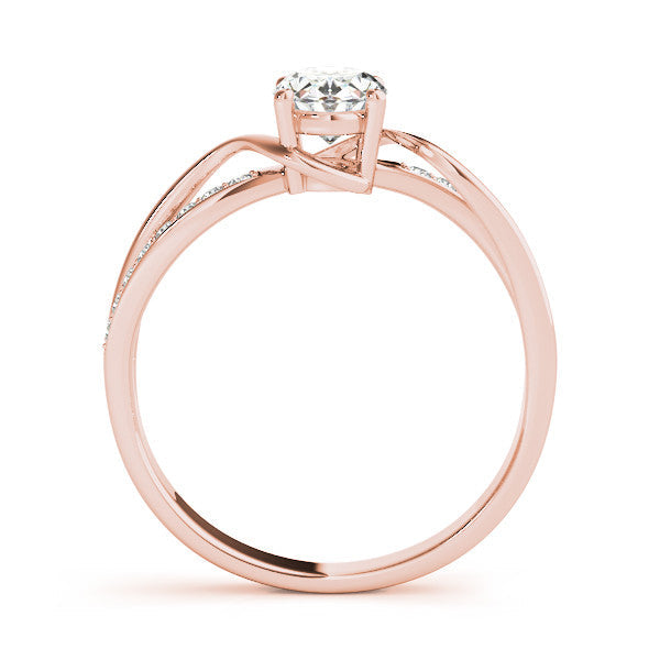 Rose gold Cushion Solitaire Twisted Band with Prong Setting
