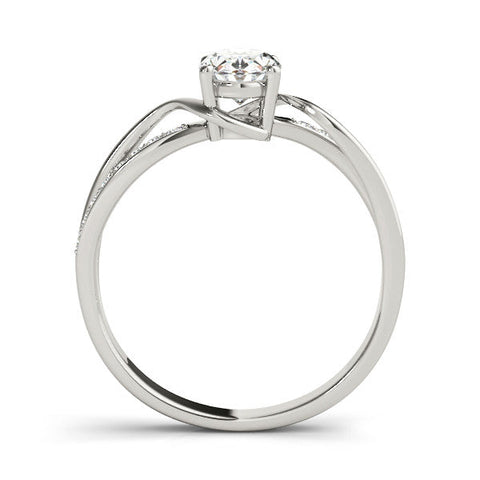 Platinum Oval Solitaire Twisted Band with Prong Setting