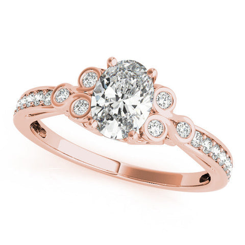 Rose gold Heart Diamond Bezel and Prong Setting with Pave Band
