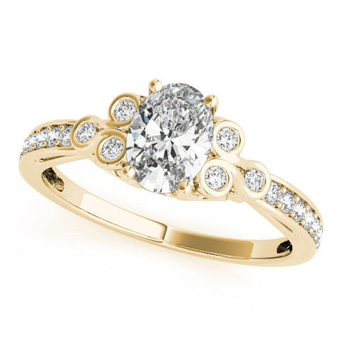Yellow gold Marquise Diamond Bezel and Prong Setting with Pave Band