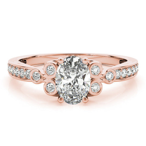 Rose gold Emerald Diamond Bezel and Prong Setting with Pave Band