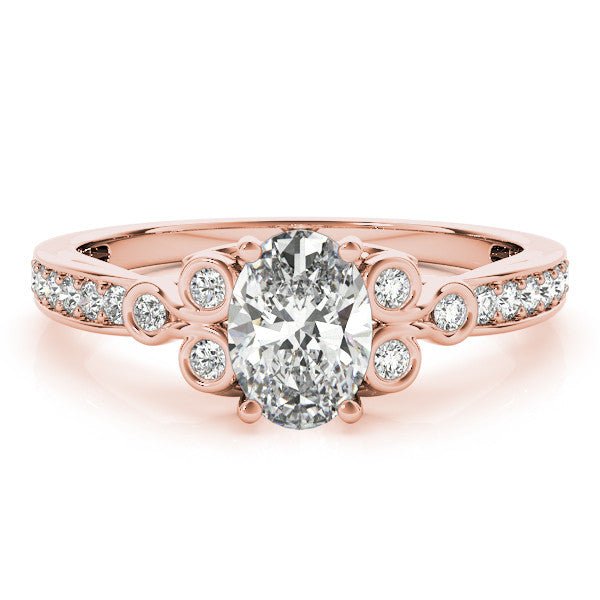 Rose gold Marquise Diamond Bezel and Prong Setting with Pave Band