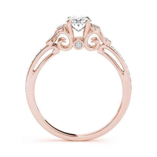 Rose gold Oval Diamond Bezel and Prong Setting with Pave Band