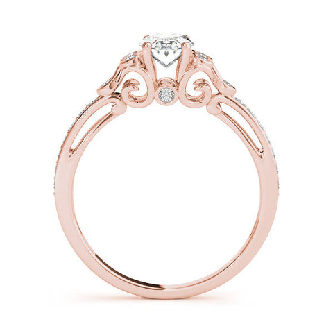Rose gold Marquise Diamond Bezel and Prong Setting with Pave Band