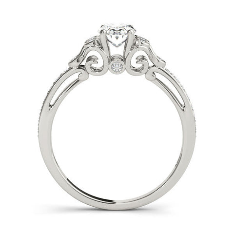 White gold Oval Diamond Bezel and Prong Setting with Pave Band