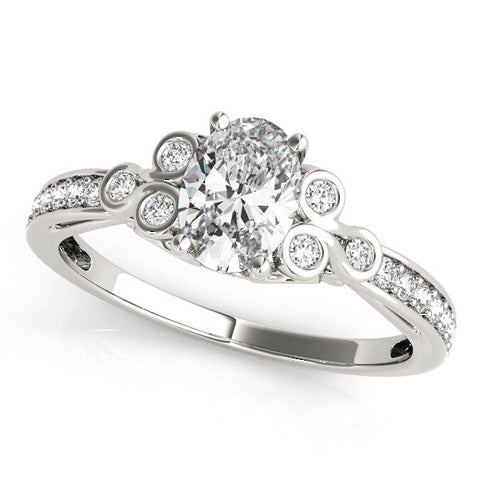 Platinum Marquise Diamond Bezel and Prong Setting with Pave Band
