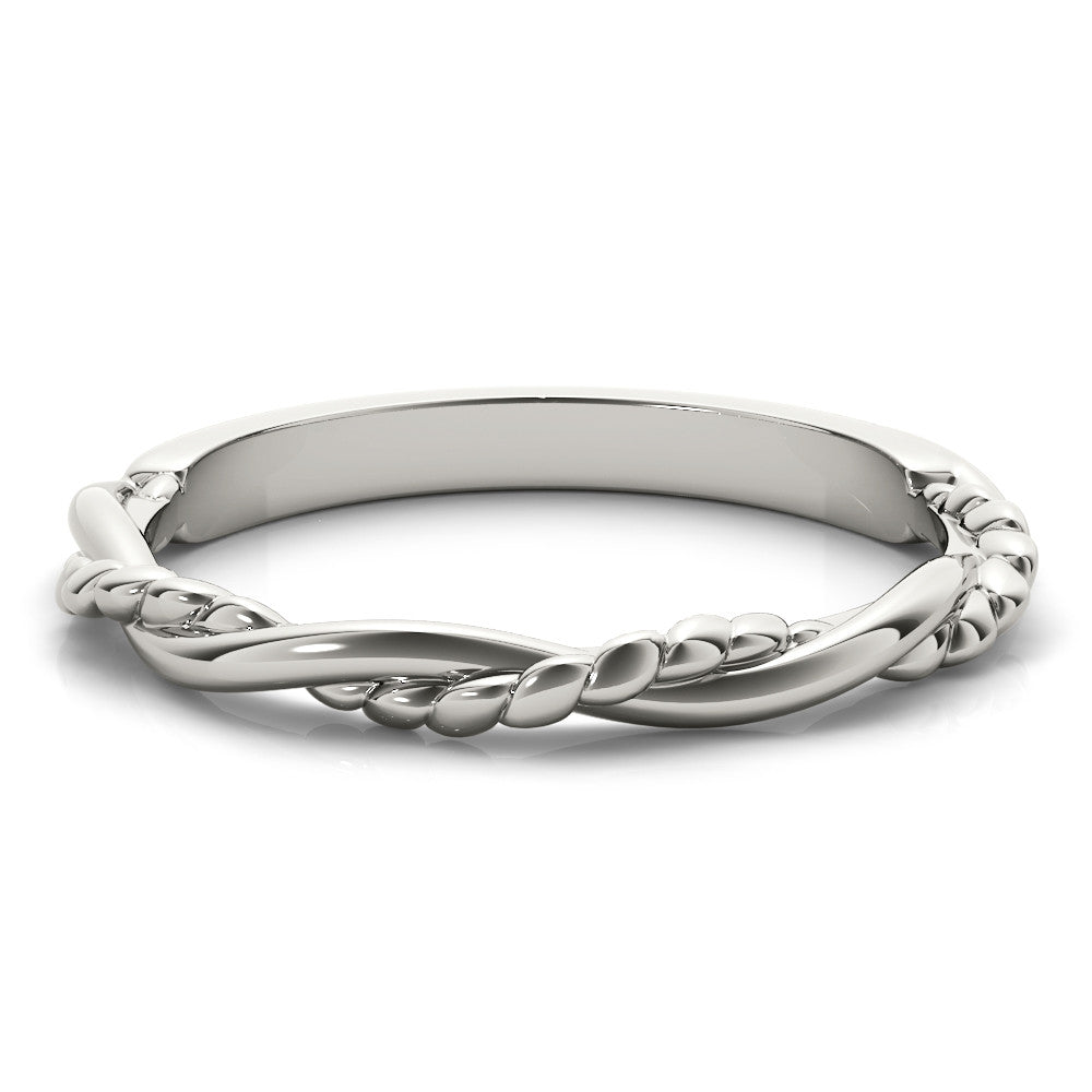 White gold Twisted Rope Solitaire Band