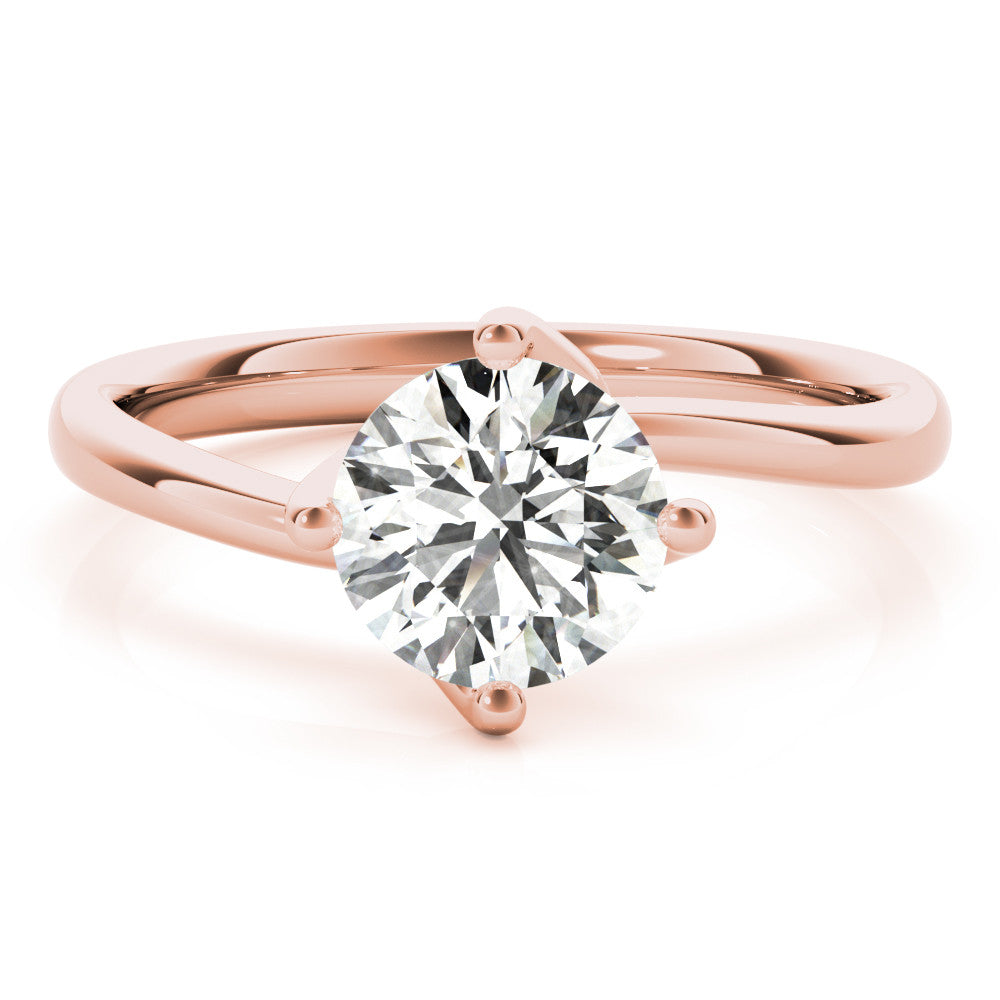 Rose gold Round Solitaire Diamond Engagement Ring with Four-Prong Setting and Classic Band