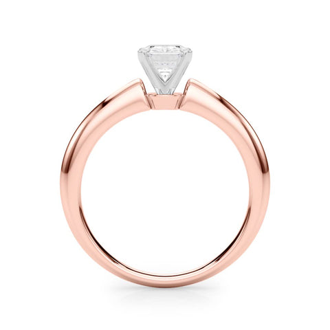 Rose gold Emerald Solitaire Diamond Ring with Six-Prong Setting on a Classic Band