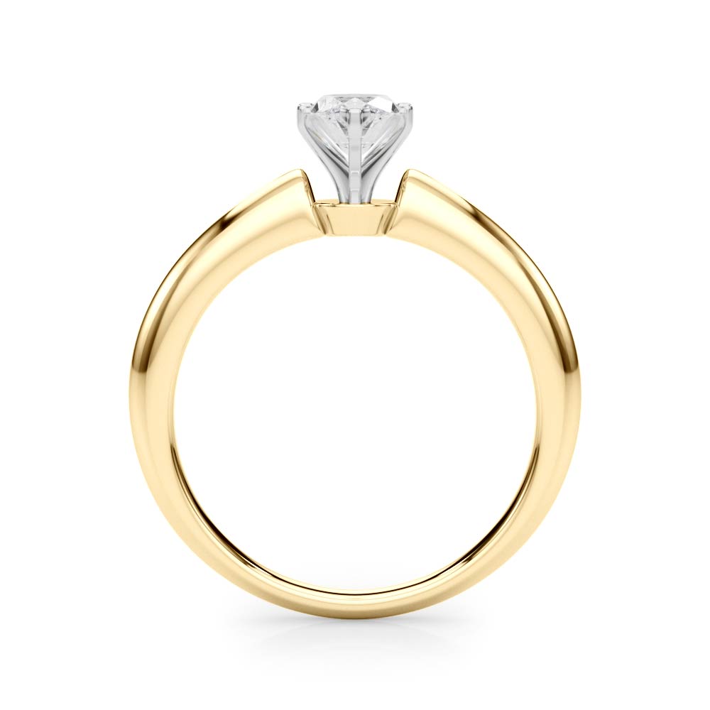 Yellow gold Marquise Solitaire Diamond Ring with Six-Prong Setting on a Classic Band