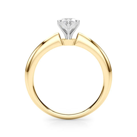 Yellow gold Marquise Solitaire Diamond Ring with Six-Prong Setting on a Classic Band