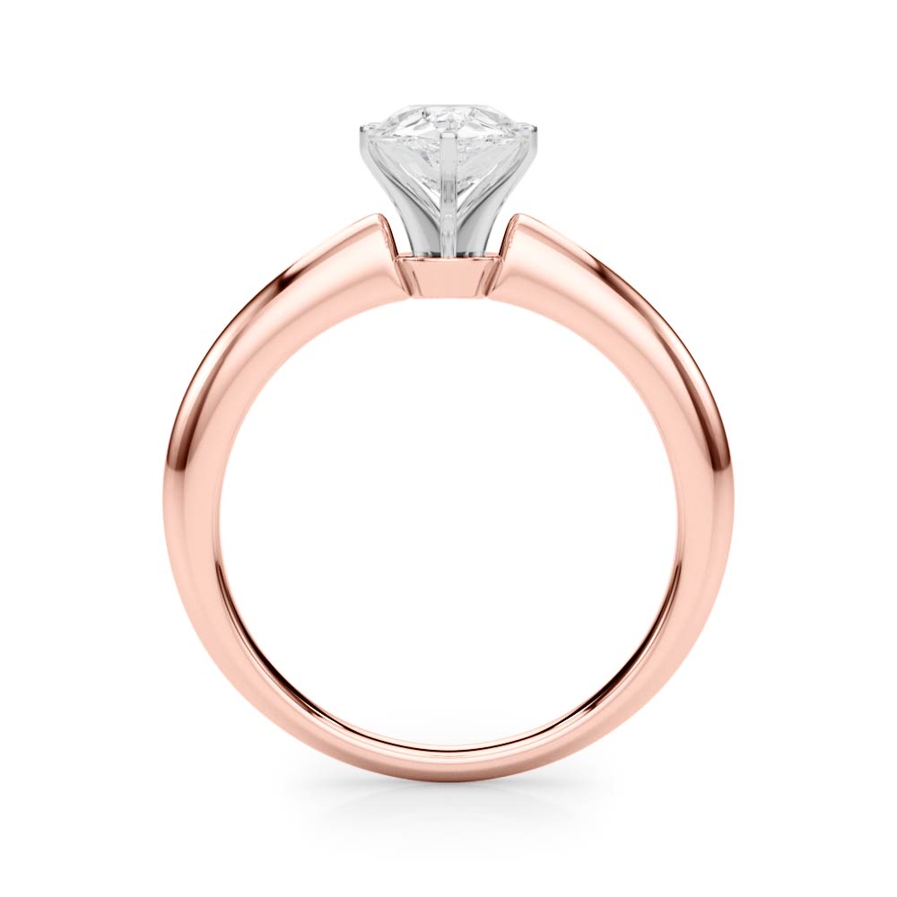 Rose gold Pear Solitaire Diamond Ring with Six-Prong Setting on a Classic Band