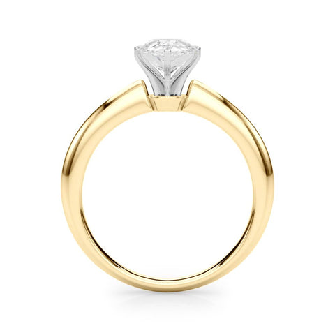 Yellow gold Pear Solitaire Diamond Ring with Six-Prong Setting on a Classic Band