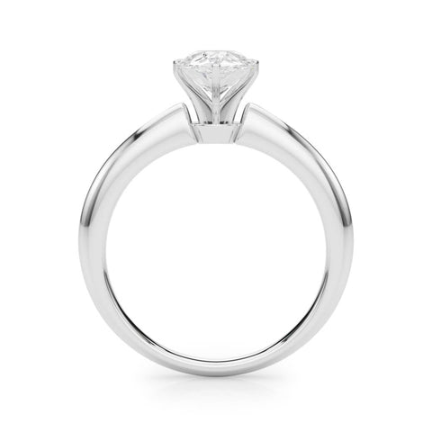 White gold Pear Solitaire Diamond Ring with Six-Prong Setting on a Classic Band