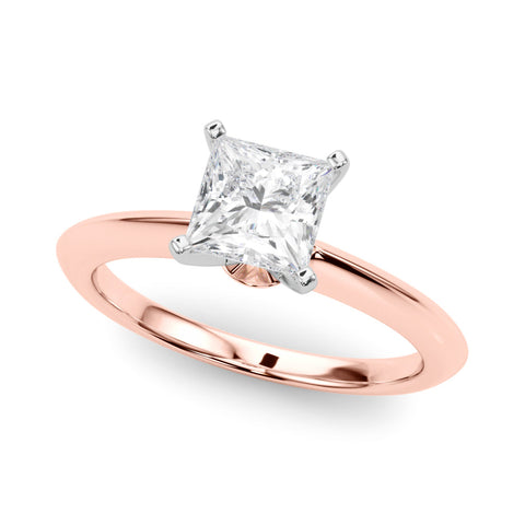 Rose gold Princess Solitaire Diamond Ring with Six-Prong Setting on a Classic Band