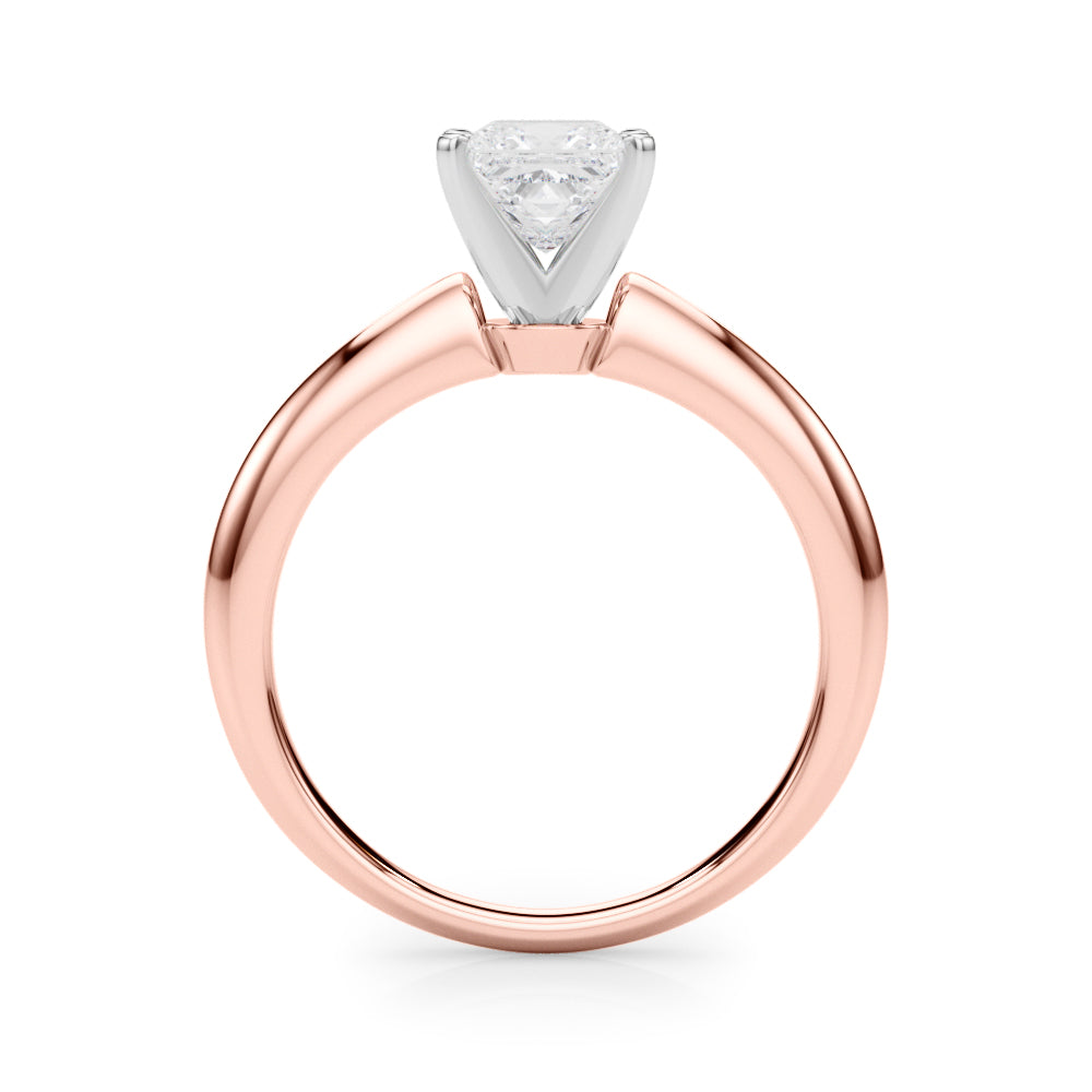 Rose gold Heart Solitaire Diamond Ring with Six-Prong Setting on a Classic Band