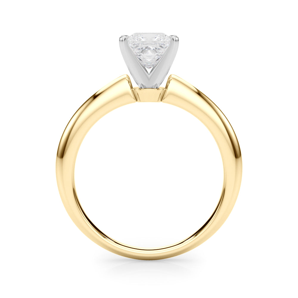 Yellow gold Oval Solitaire Diamond Ring with Six-Prong Setting on a Classic Band