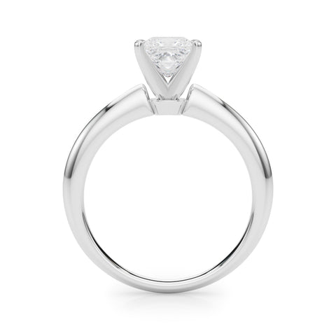 White gold Princess Solitaire Diamond Ring with Six-Prong Setting on a Classic Band